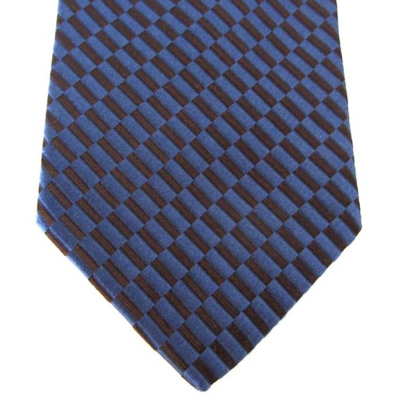 🆕ERMENEGILDO ZEGNA Blue Striped Geometric Silk Tie ITALY 60  new ERMENEGILDO ZEGNA blue/navy geometric stripe silk tie